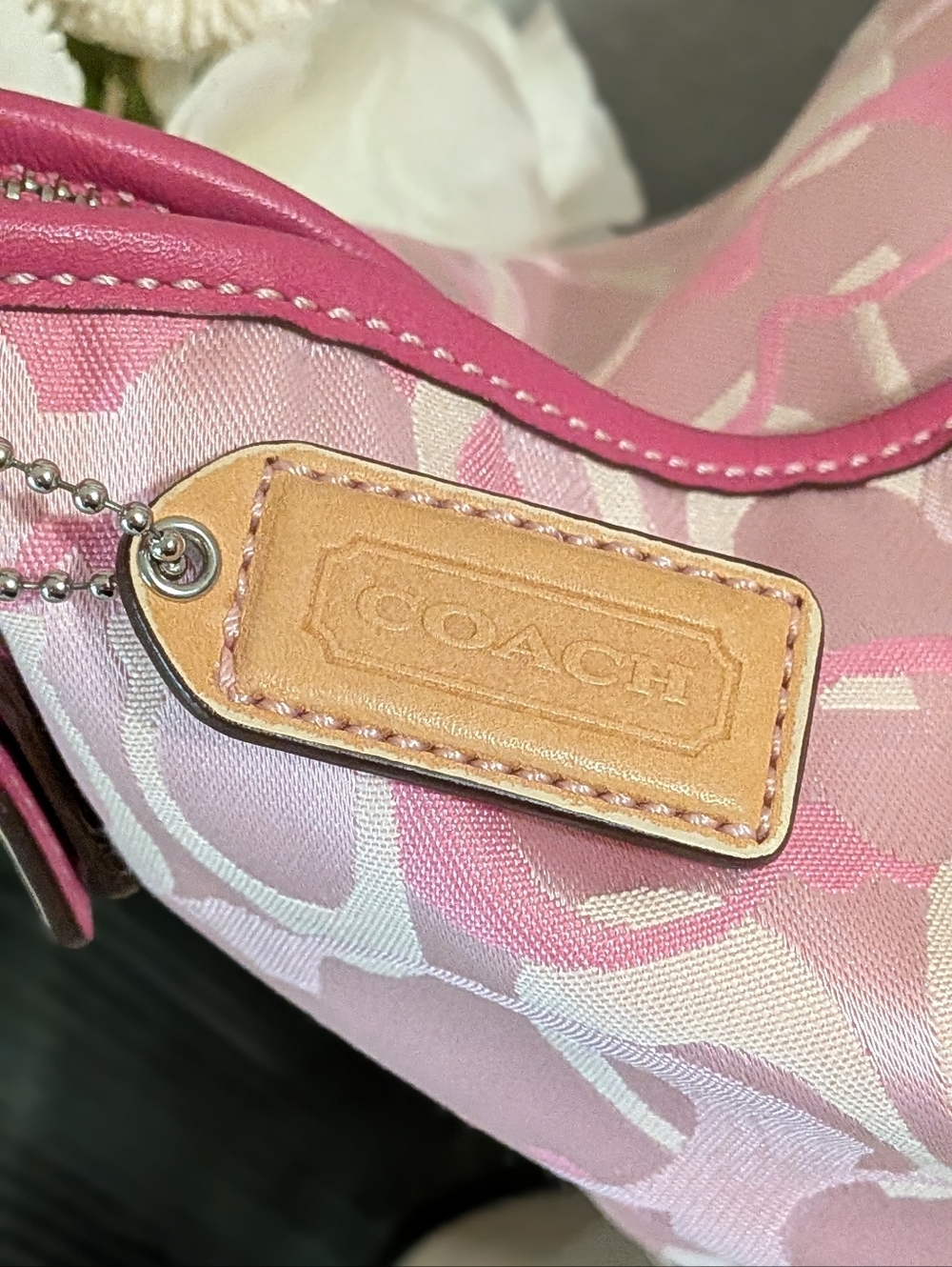 Y2K Coach Optic Hobo Bag & Wallet Signature Pink Jacquard & Leather Matching Set - Picture 4 of 15